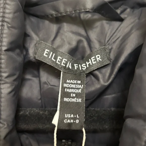 NWT EILEEN FISHER Eggshell Recycled Nylon Stand Collar Coat - Picture 6 of 11